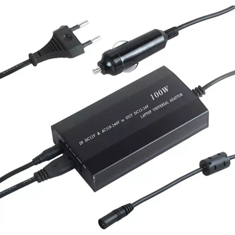 Cargador Universal Notebook 100w Con Adaptador Para Auto 2