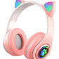 Audífonos Gamer Inalámbricos Cat Stn-28 Rosa Con Luz Led - thumbnail 4