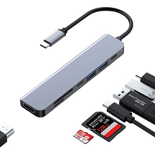 Adaptador Hub Type C 7 En 1 Usb 3.0 Hdmi 4k Multipuerto Usb