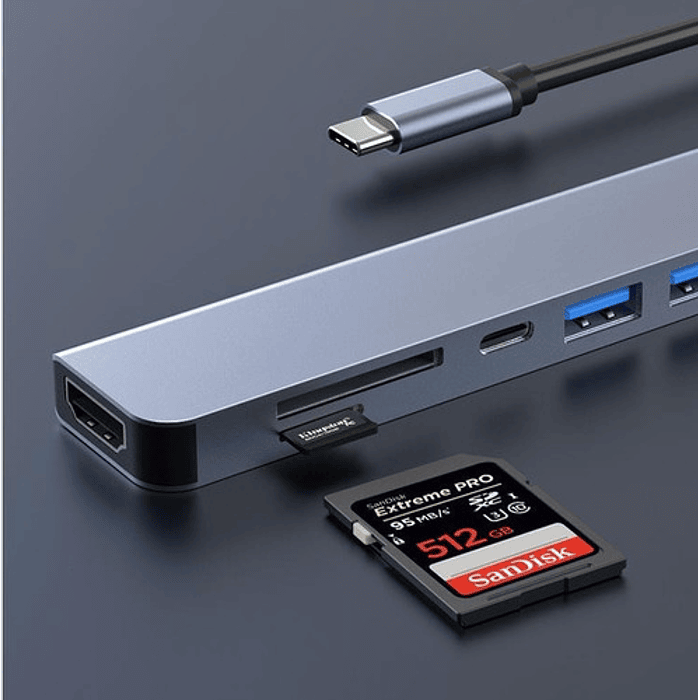 Adaptador Hub Type C 7 En 1 Usb 3.0 Hdmi 4k Multipuerto Usb 6