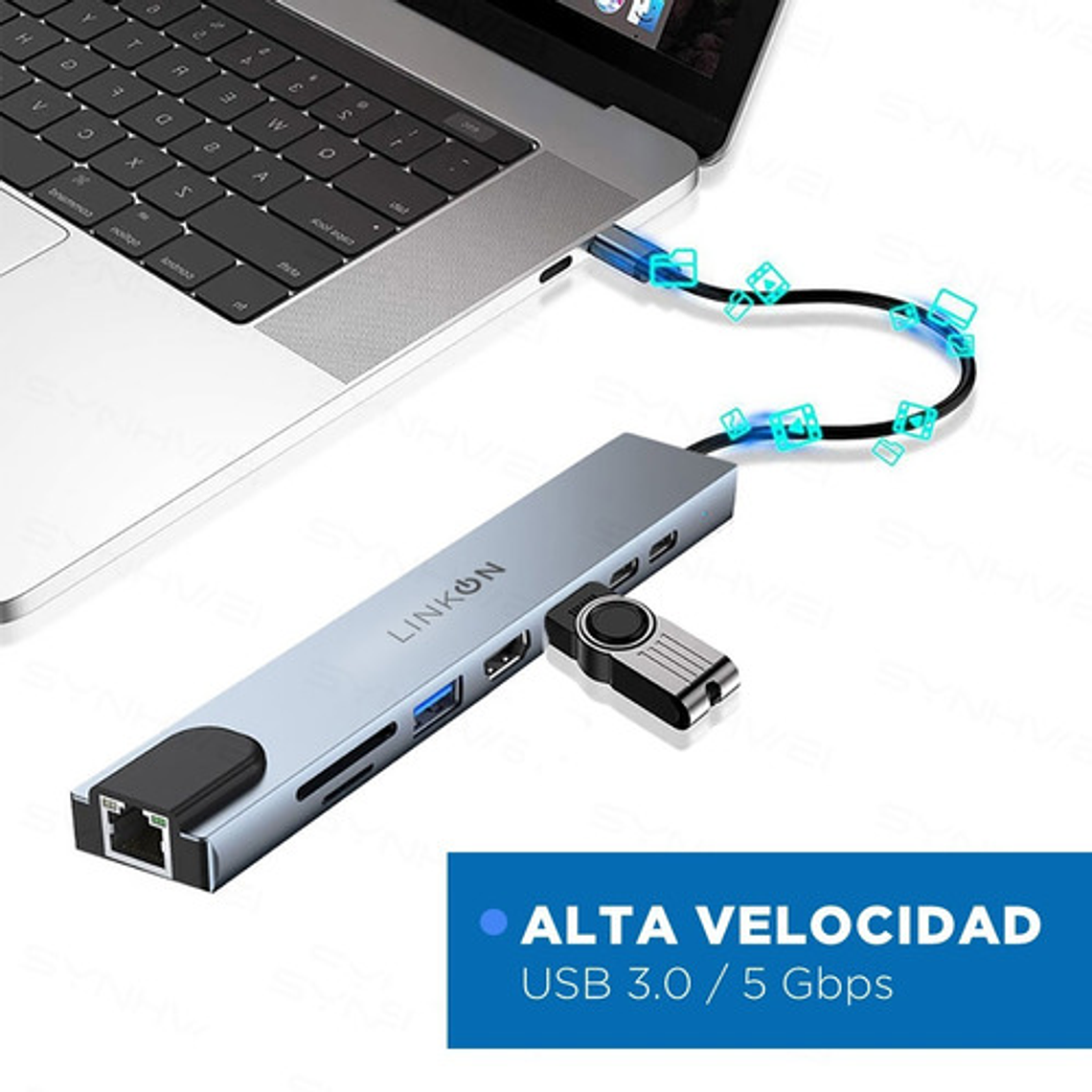 Hub Adaptador Usb Tipo C 8 En 1 Linkon Para Mac Macbook Windows 3