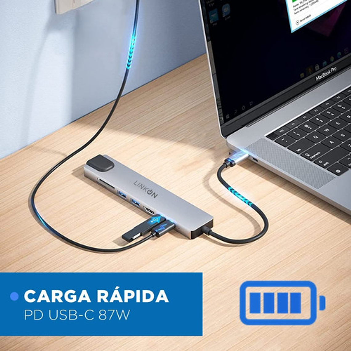 Hub Adaptador Usb Tipo C 8 En 1 Linkon Para Mac Macbook Windows 6