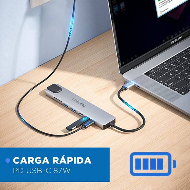 Hub Adaptador Usb Tipo C 8 En 1 Linkon Para Mac Macbook Windows 6