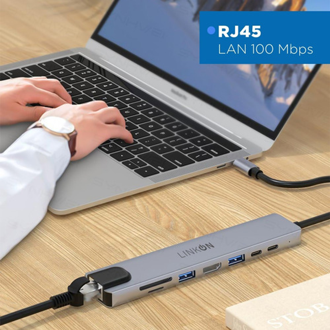 Hub Adaptador Usb Tipo C 8 En 1 Linkon Para Mac Macbook Windows 7