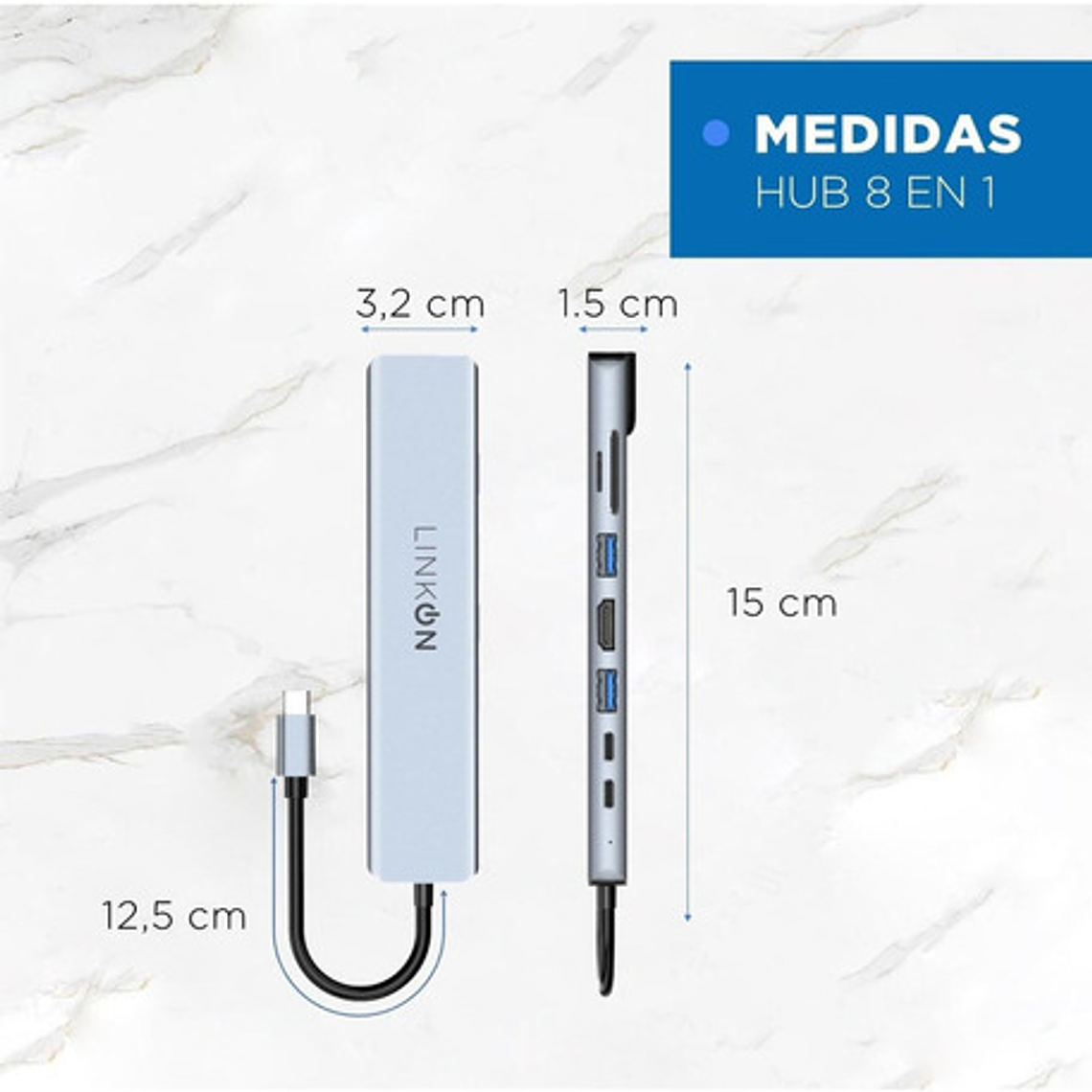 Hub Adaptador Usb Tipo C 8 En 1 Linkon Para Mac Macbook Windows 10