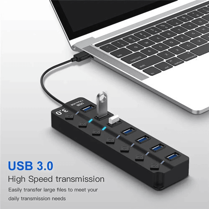 Hub 7 Puertos Multi Usb 3.0 Indicador Luz Led Hub 5gbs 2