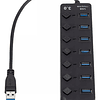 Hub 7 Puertos Multi Usb 3.0 Indicador Luz Led Hub 5gbs 3