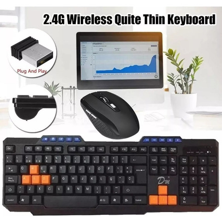 Kit Teclado Mouse Inalambrico Gamer Nuevos 5