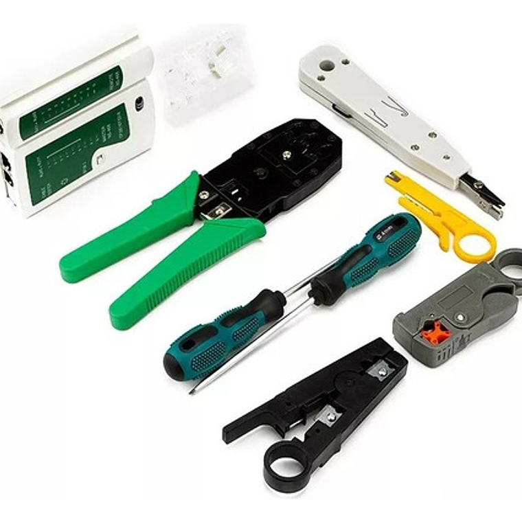 Kit Herramienta Redes Crimpeadora Rj45 Rj11 Pelacable + 9v 4