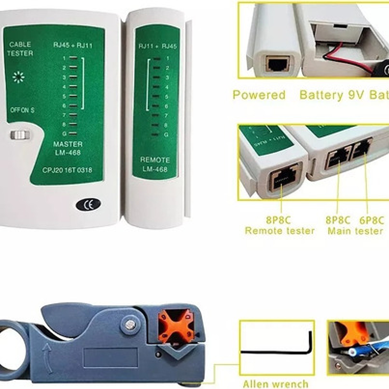 Kit Herramienta Redes Crimpeadora Rj45 Rj11 Pelacable + 9v 5