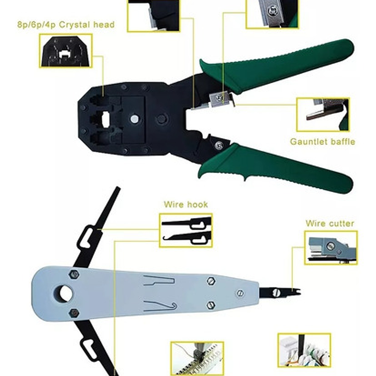 Kit Herramienta Redes Crimpeadora Rj45 Rj11 Pelacable + 9v 6