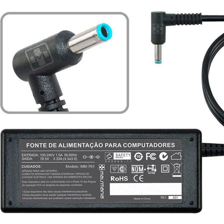 Suministro De Cargador Para Portátil Hp Pavilion 14-n010br Con Enchufe Azul 1