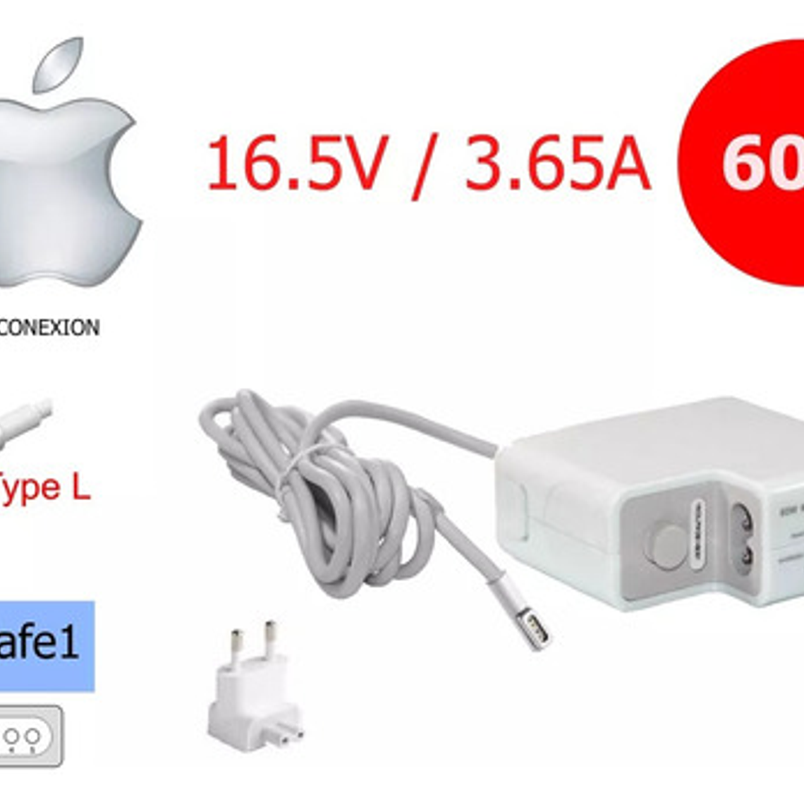Cargador Alternativo Macbook Pro 60w 16.5v 3.65a Magsafe 1 4