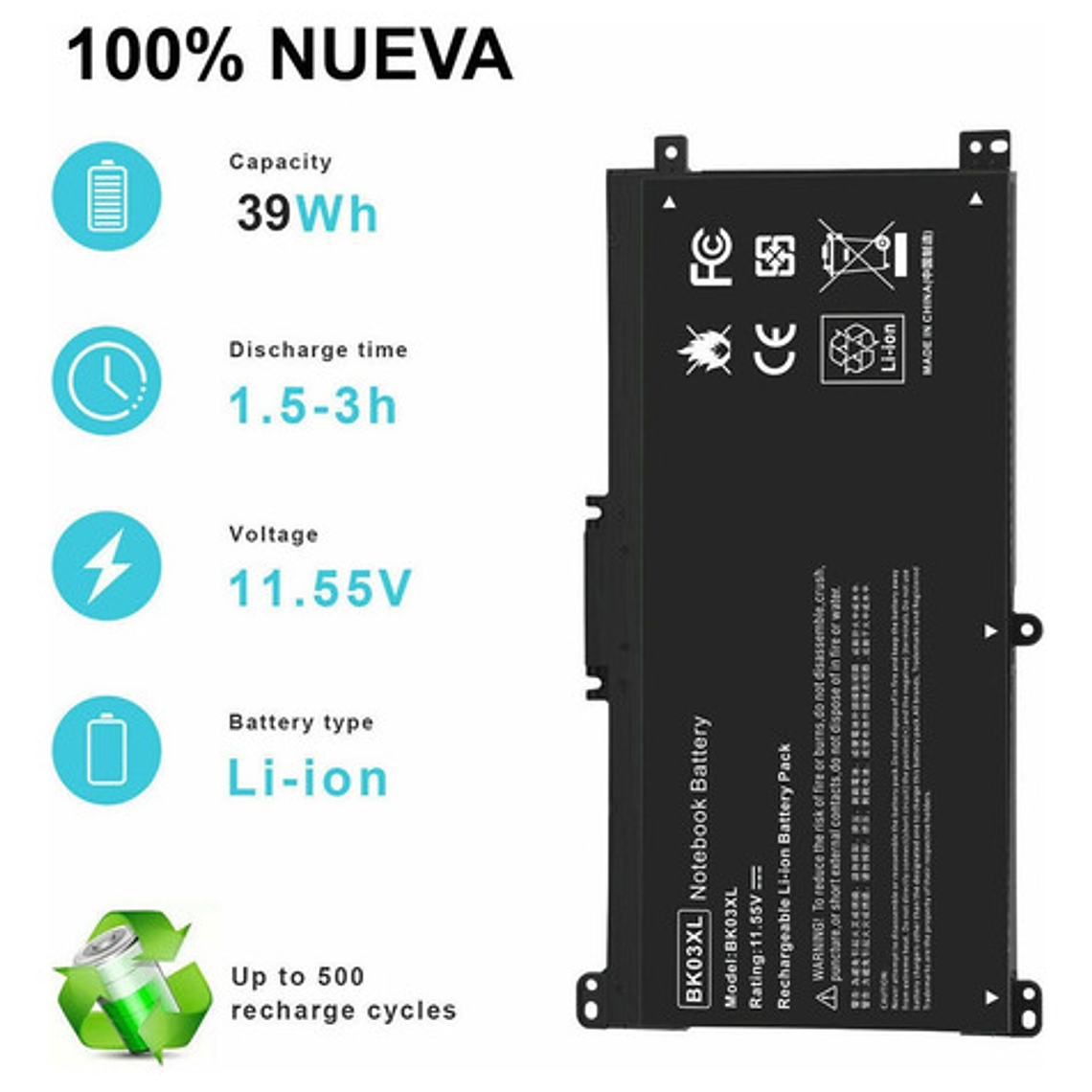 Bateria Compatible Notebook Hp X360 14-ba 14m-ba013dx Bk03xl 2
