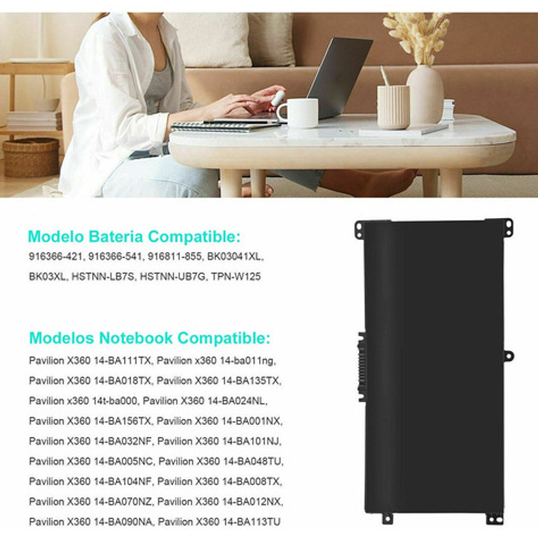 Bateria Compatible Notebook Hp X360 14-ba 14m-ba013dx Bk03xl 3