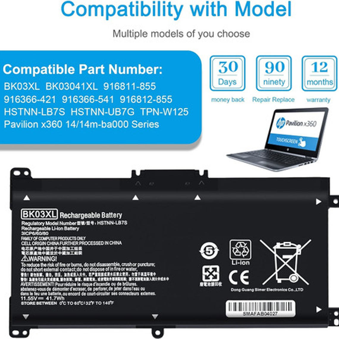 Batería Compatible Notebook Hp Pavilion X360 14-ba002la 4