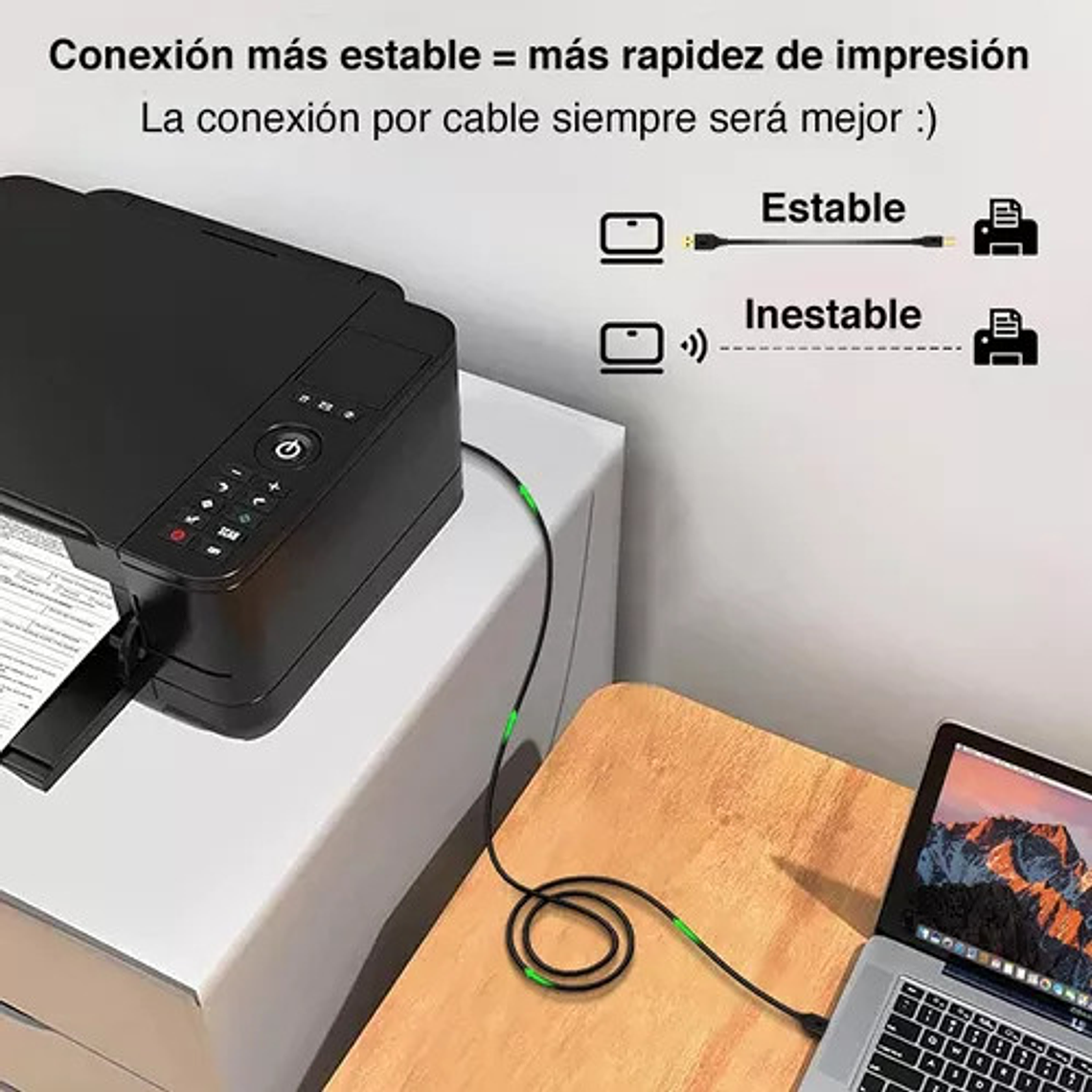  Pack 10 Unidades Cable Usb Impresora 1.75 M  2