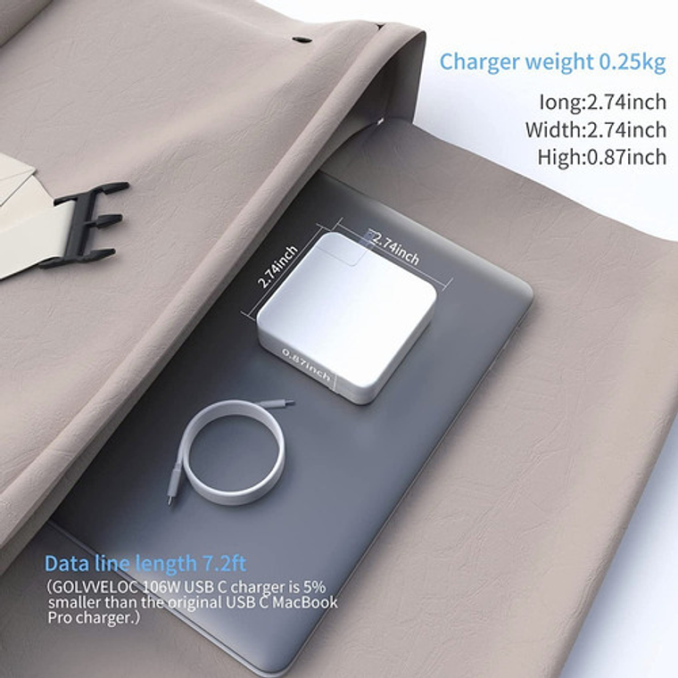 61w Tipo C Macbook Air/pro Cargador Rápido 20.3v 3a 2m Cable 4