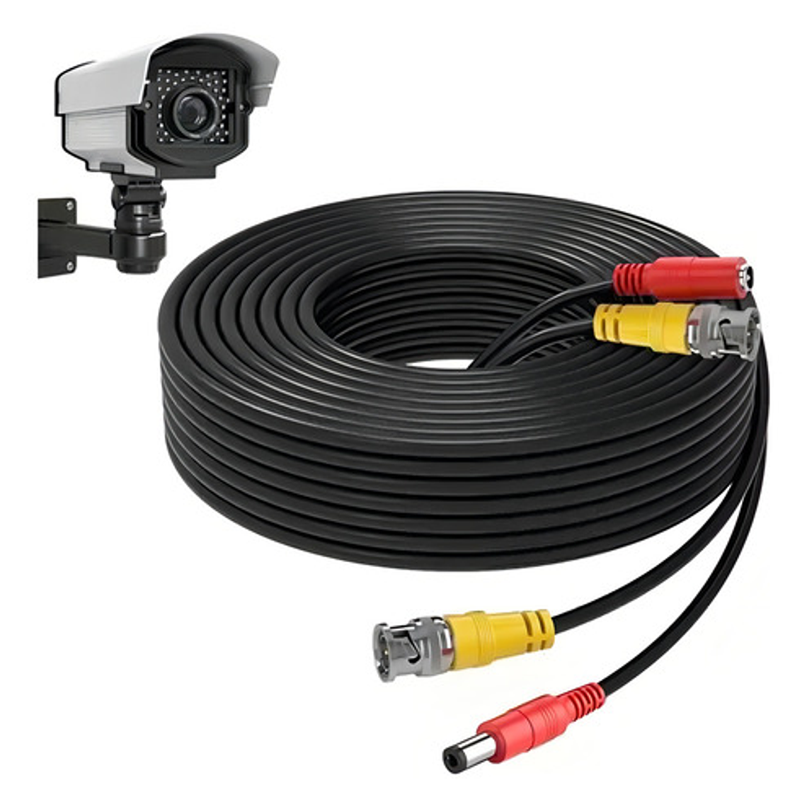 Cable Siamés 30 Metros Para Cámaras De Seguridad Cctv, Cable Bnc De Video Y Alimentación, Antienferencia, Todo-en-uno, Ideal Para Instalaciones De Cctv Y Sistemas De Seguridad 1