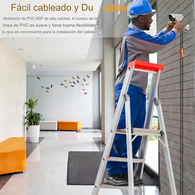 Cable Siamés 30 Metros Para Cámaras De Seguridad Cctv, Cable Bnc De Video Y Alimentación, Antienferencia, Todo-en-uno, Ideal Para Instalaciones De Cctv Y Sistemas De Seguridad 7