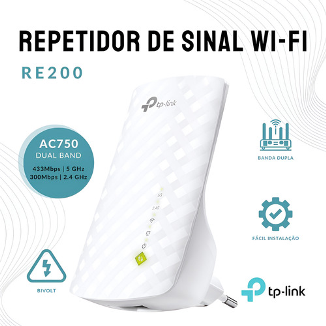 Repetidor De Señal Wi-fi Tp-link Re200 Ac750 De Doble Banda, 3