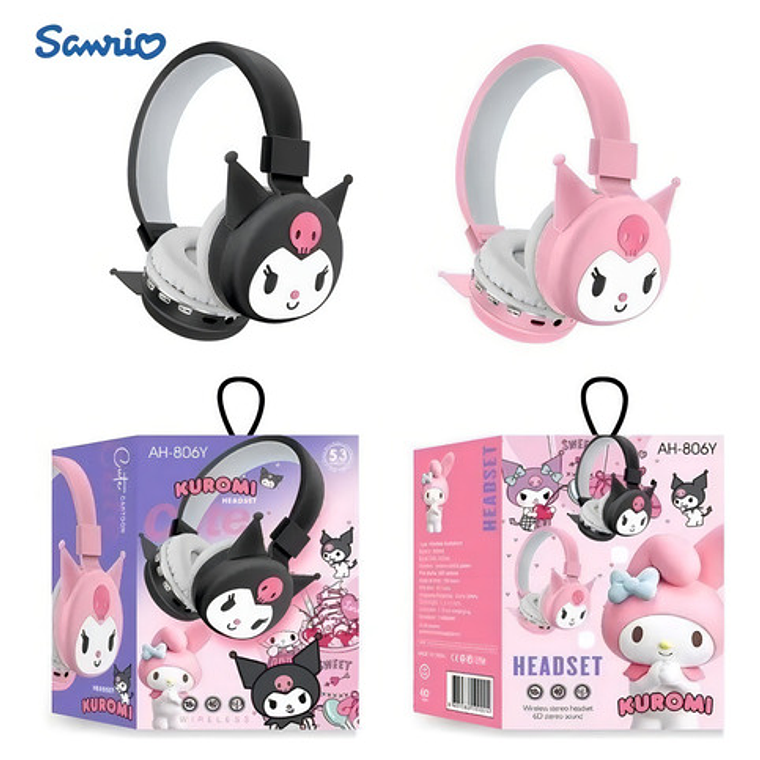 Audífonos Importados Inalámbricos De Kuromi Con Bluetooth Color Negro 3