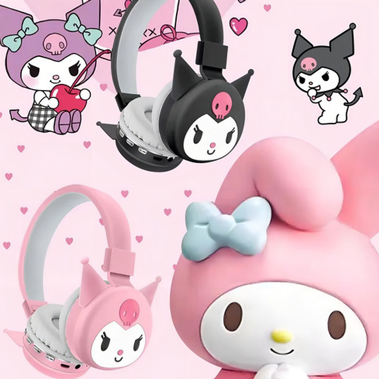 Audífonos Importados Inalámbricos De Kuromi Con Bluetooth Color Negro 4
