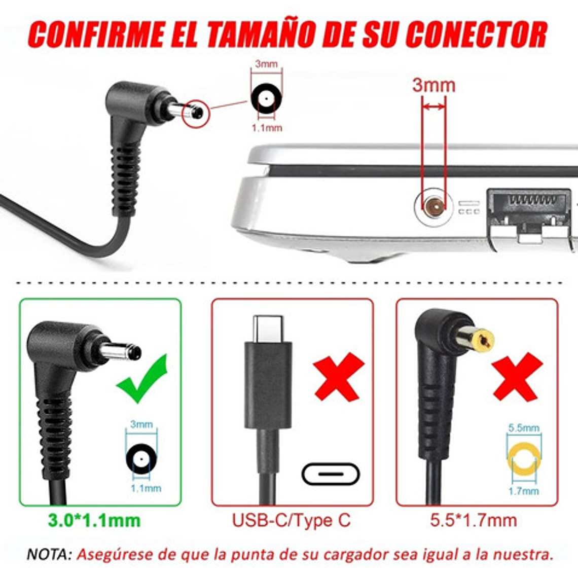 Cargador Para Acer 19v 3.42a 65w / 3.0*1.0mm Punta Fina 2