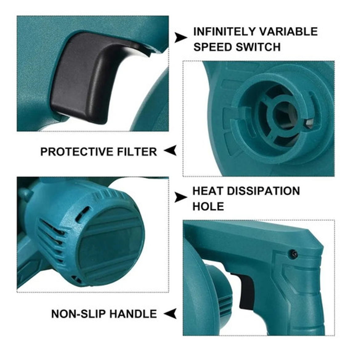 Soplador Aspirador De Aire Inalambrico Recargable 5