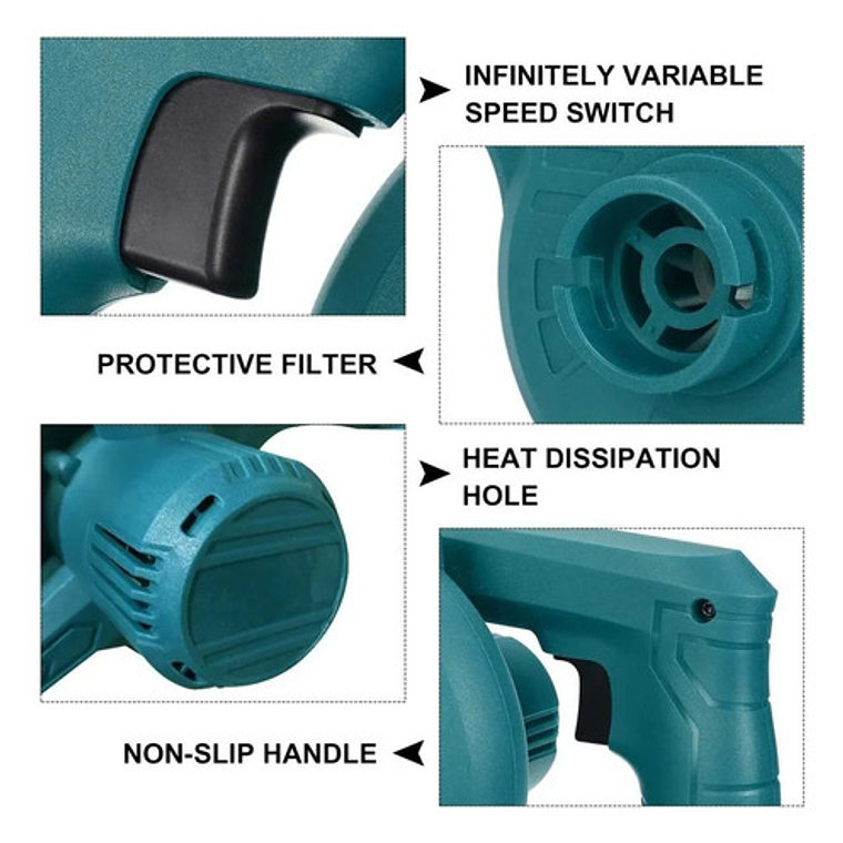 Soplador Aspirador De Aire Inalambrico Recargable 5