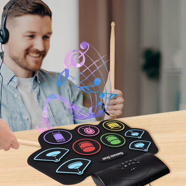 Tambor Electrónico Silicona Portátil Cobrable Arcoír 9 Drum 4