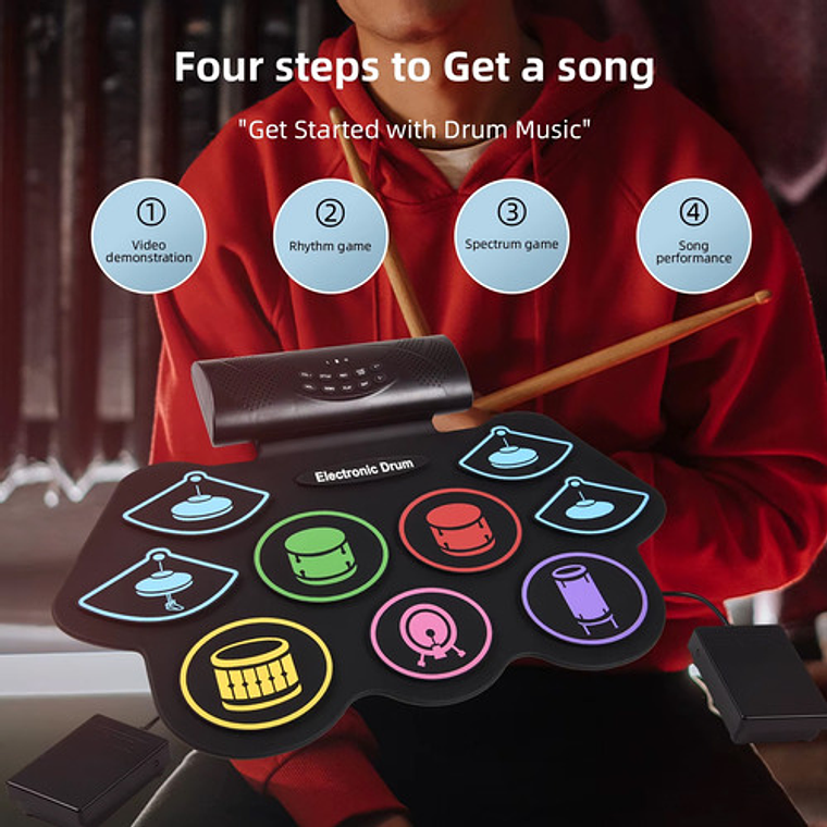 Tambor Electrónico Silicona Portátil Cobrable Arcoír 9 Drum 5