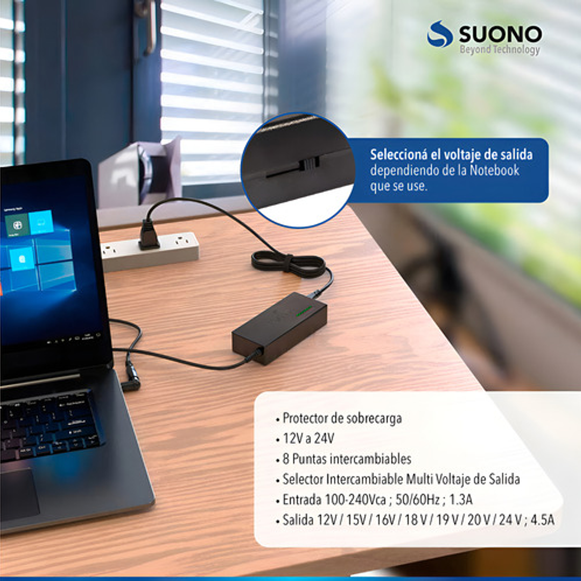 Cargador Universal Notebook 120w 9plug 12v A 24v 10