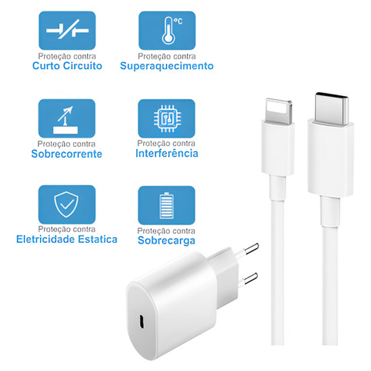 Cargador Pd Turbo De 20 W Para iPhone 7, 8 Plus X, 11, 12, 13, 14, Color Blanco 2