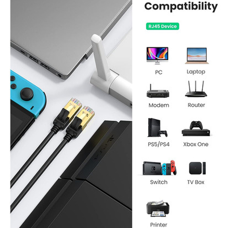Cable Lan Ethernet Ugreen Cat7 Giga Pathcord De 5 Metros 4