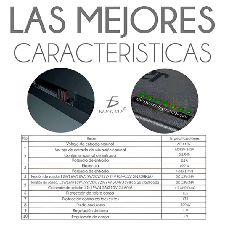 Cargador Universal Laptop Voltaje Variable 8 Puntas 12 24v 5