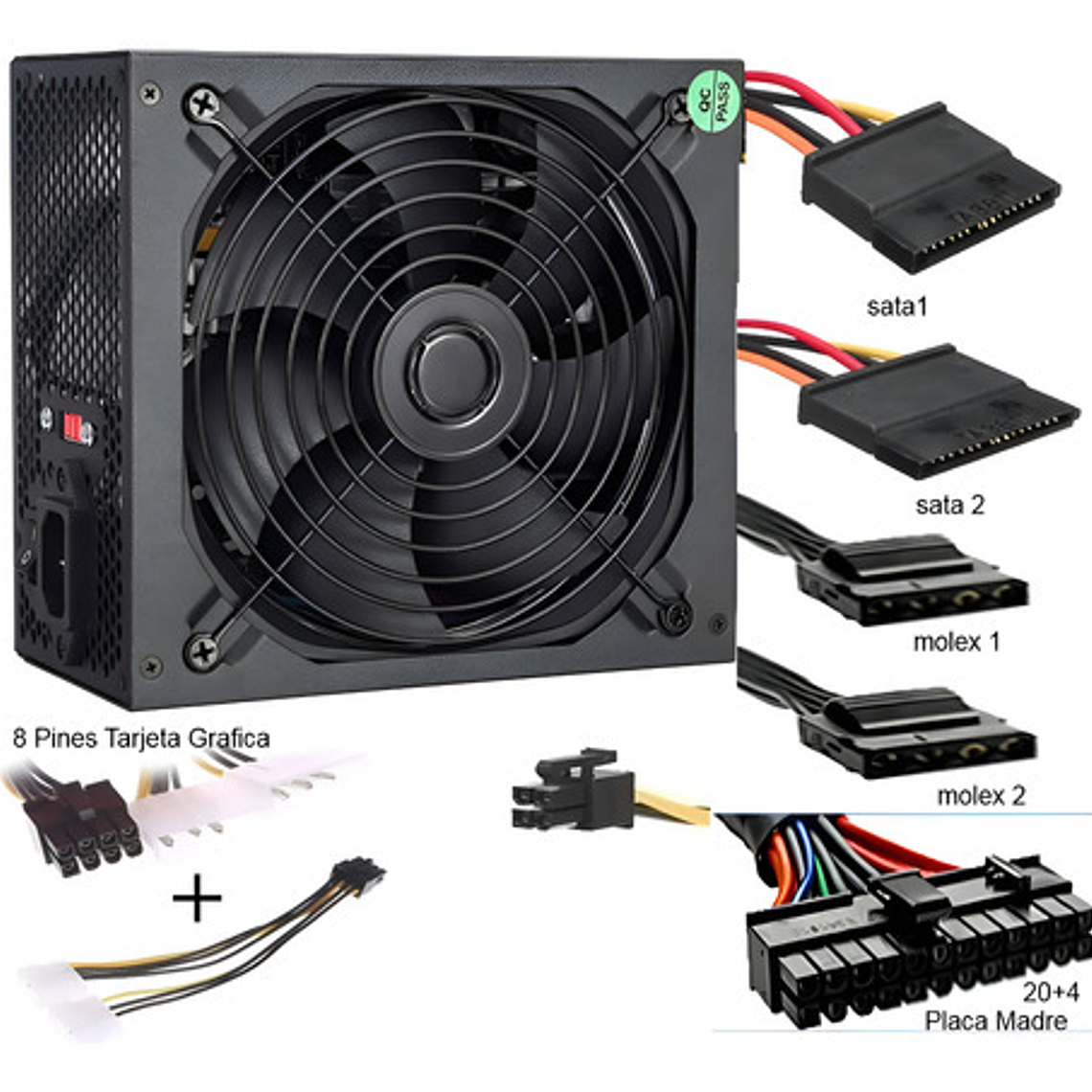 Fuente De Poder Atx 650w 20/24 Pin Pc Escritorio Color Negro 1