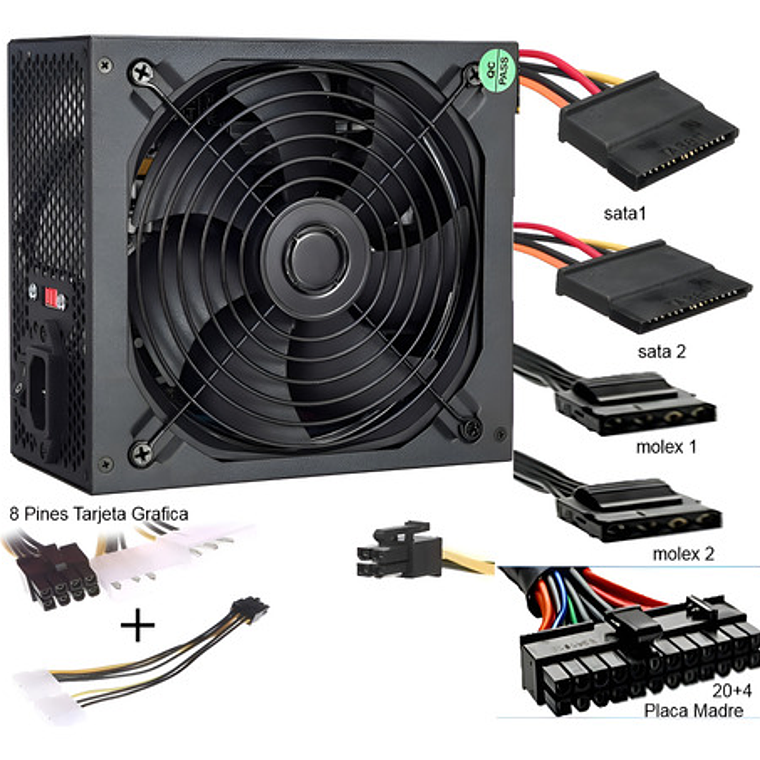 Fuente De Poder Atx 650w 20/24 Pin Pc Escritorio Color Negro 1