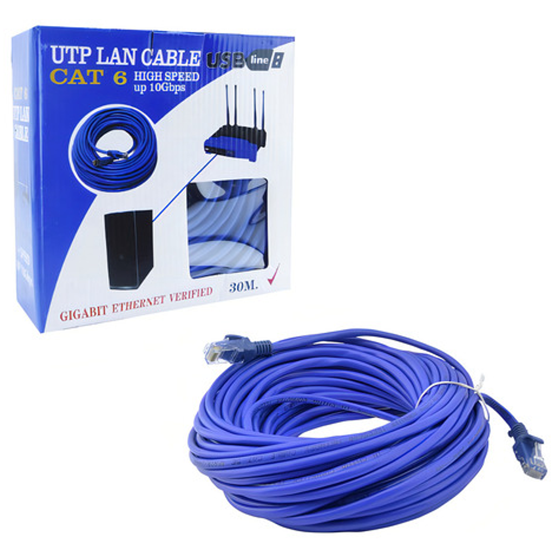 Cable Lan Internet Red Computadora 30mts Cat 6e Alta Calidad 7