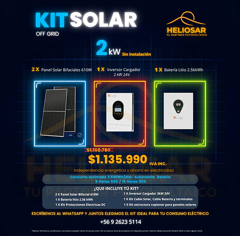 Kit solar Off-grid 2kW sin instalación
