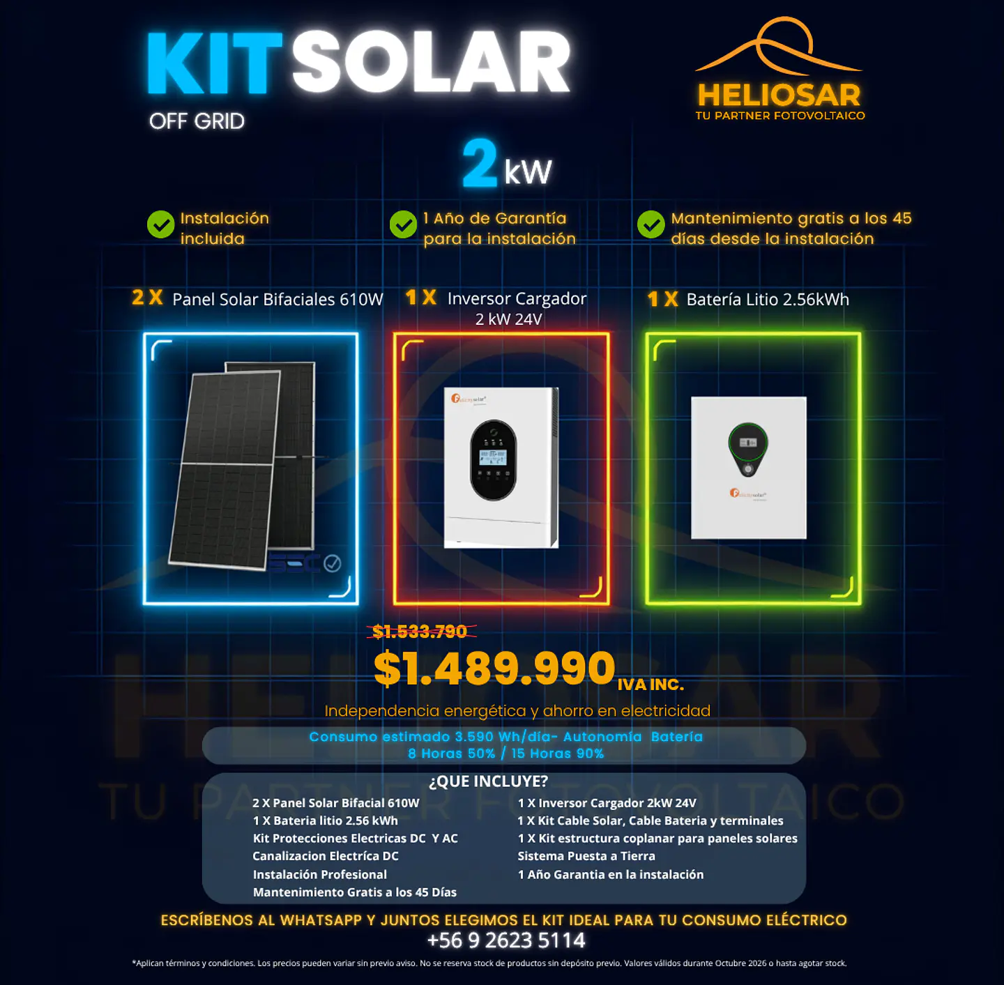 Kit solar off-grid 2kW con instalacion 1