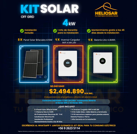 Kit solar off-grid 4kW con instalacion