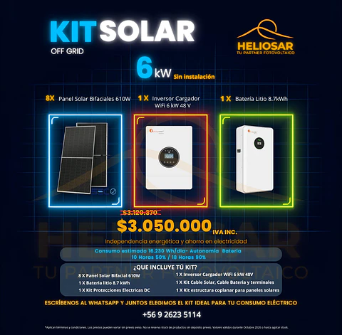 Kit solar off-grid 6kW sin instalacion