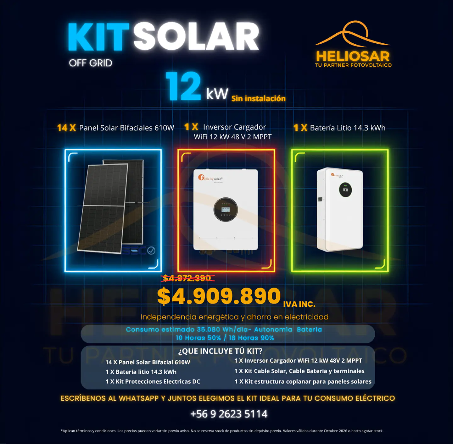 Kit solar off-gris 12kW sin instalacion 1