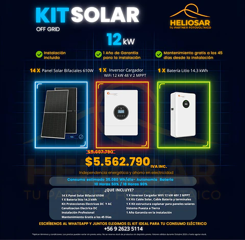 Kit solar off-grid 12kW con instalacion