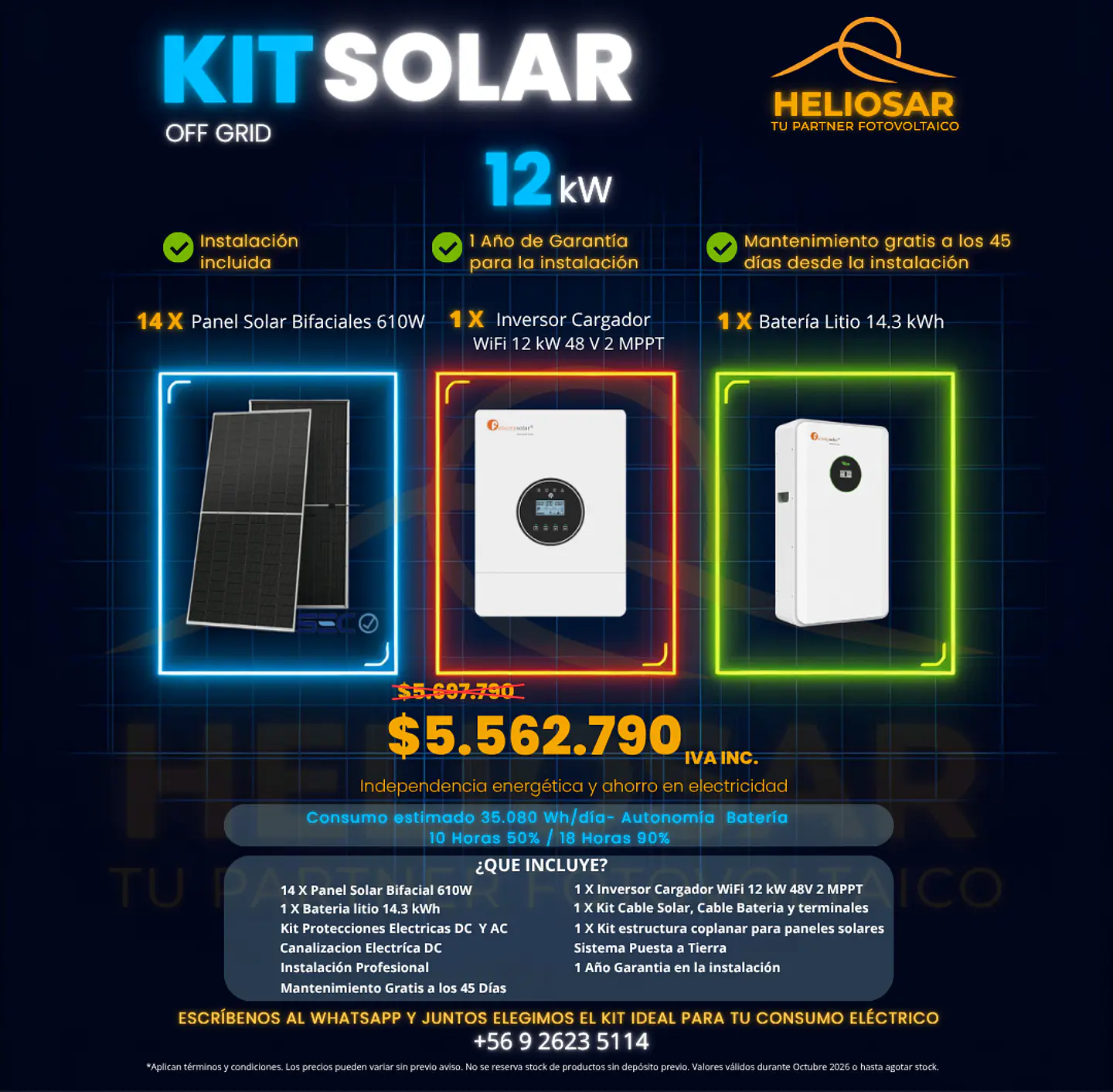 Kit solar off-grid 12kW con instalacion 1