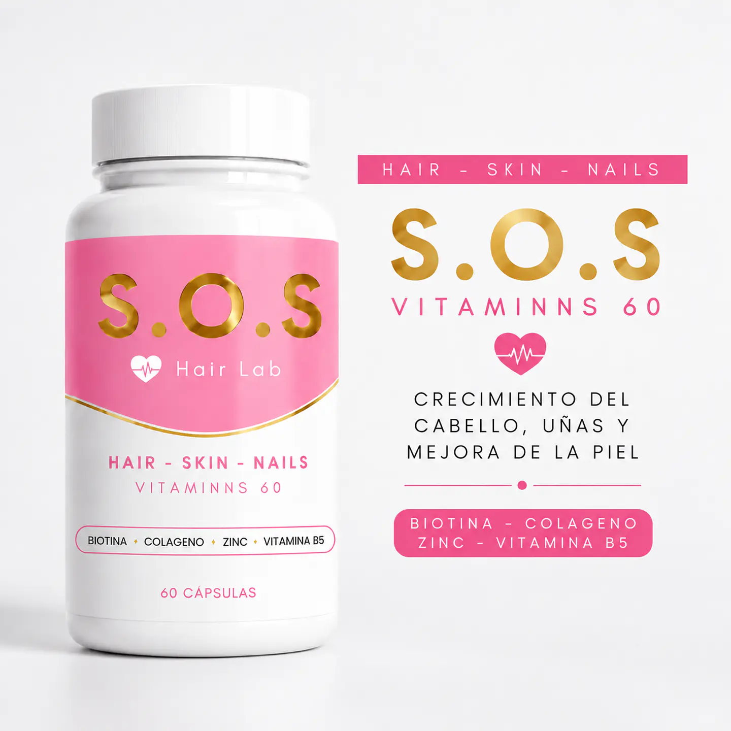 SOS VITAMINAS CRECIMIENTO DEL CABELLO Y UÑAS 60 capsulas 1