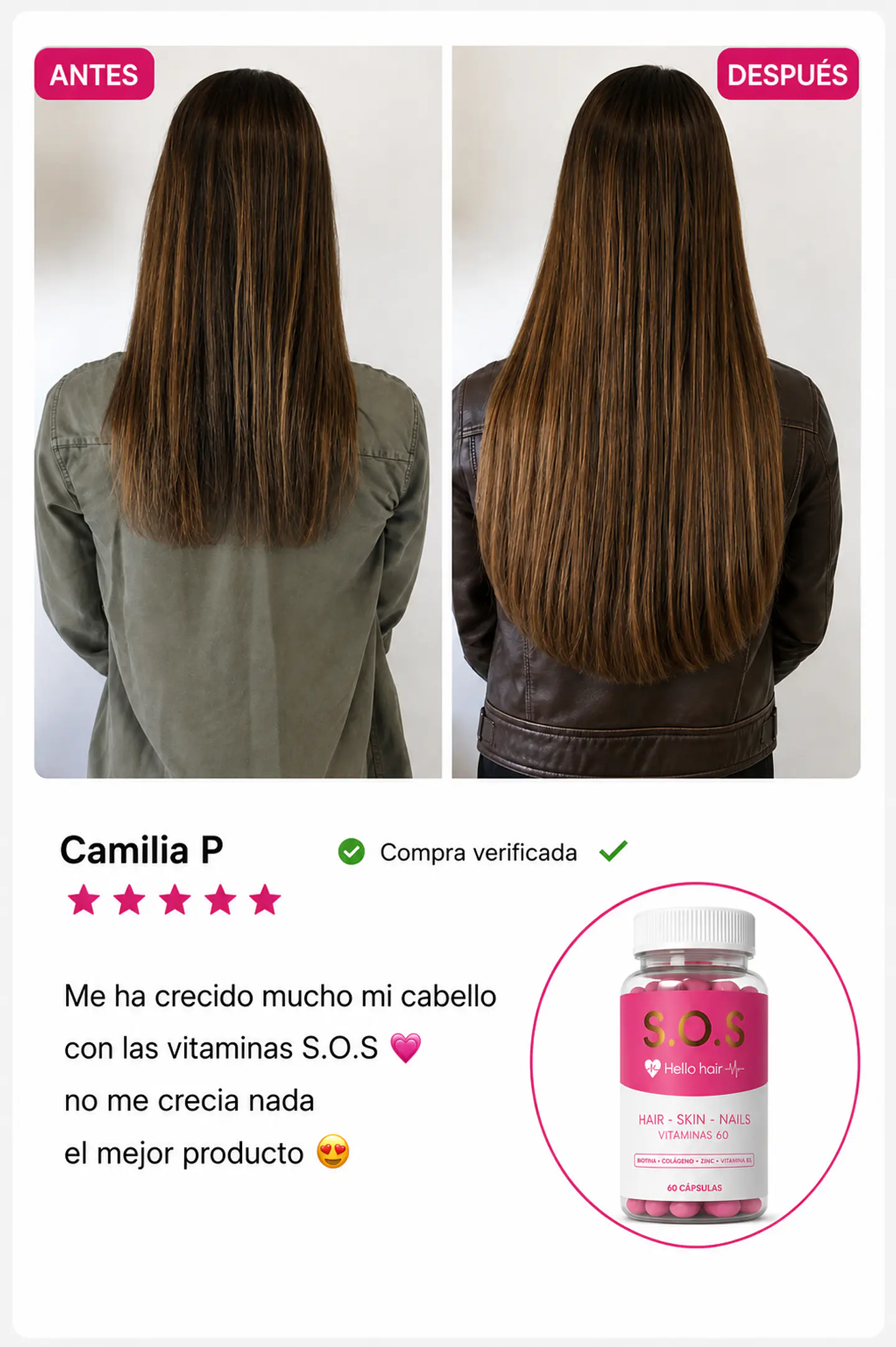 SOS VITAMINAS CRECIMIENTO DEL CABELLO Y UÑAS 60 capsulas  2