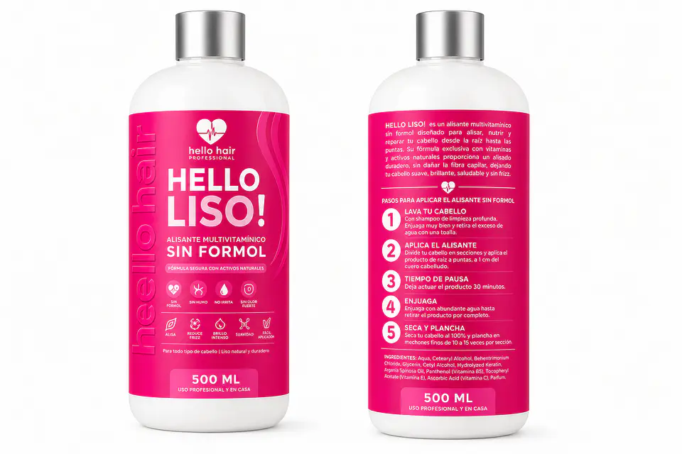HELLO HAIR LISO ! Alisante multivitaminas y biotina sin formol 500 ml 2