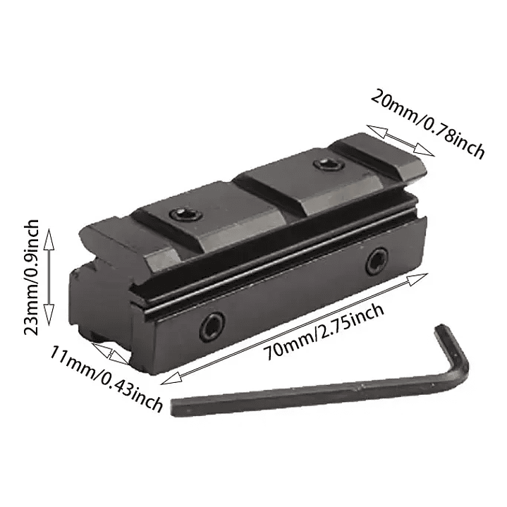 Adaptador Riel 11mm a Picatinny (Weaver) 70mm 2